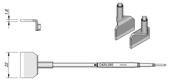 JBC - C420-285 - Lötspitze, klingenförmig, 22 x 1,8mm