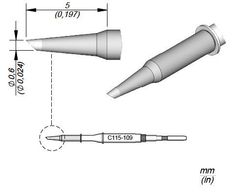 JBC - C115-109 - Löt-/Entlötspitze, abgeschrägt , Ø 0,6mm