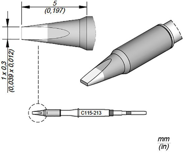 JBC - C115-213 - Löt-/Entlötspitze, meißelförmig, 1 x 0,3mm