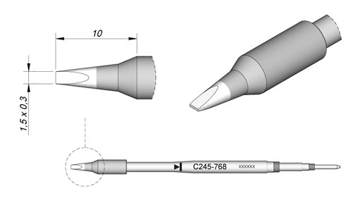 JBC - C245-768 - Spezial-Lötspitze, meißelförmig, 1,5 x 0,3mm