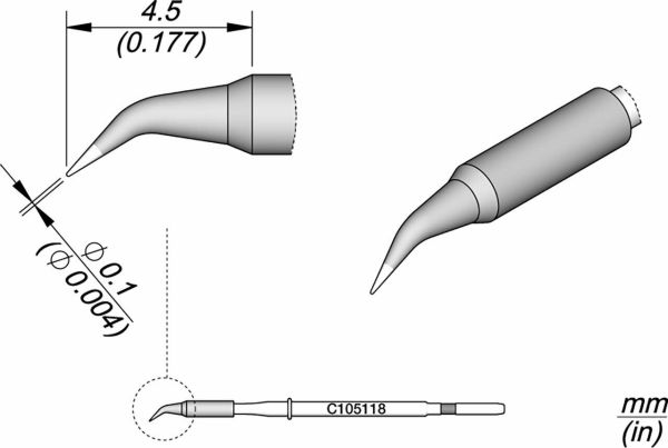 JBC - C105-118 - Löt-/Entlötspitze, konisch gebogen, Ø 0,1mm.jpg