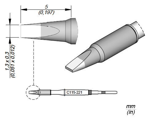 JBC - C115-221 - Löt-/Entlötspitze, meißelförmig, 1,3 x 0,3mm