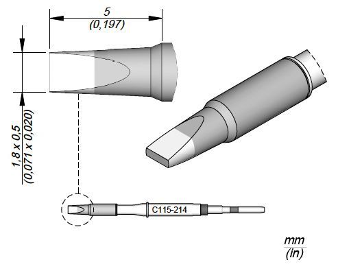 JBC - C115-214 - Löt-/Entlötspitze, meißelförmig, 1,8 x 0,5mm