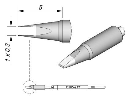 JBC - C105-213 - Löt-/Entlötspitze, meißelförmig, 1 x 0,3mm