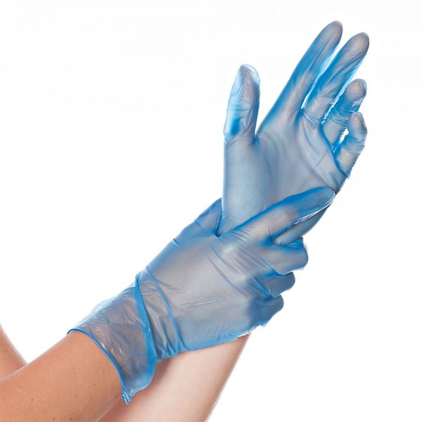 Vinyl Einweg Handschuhe, Größe M, blau