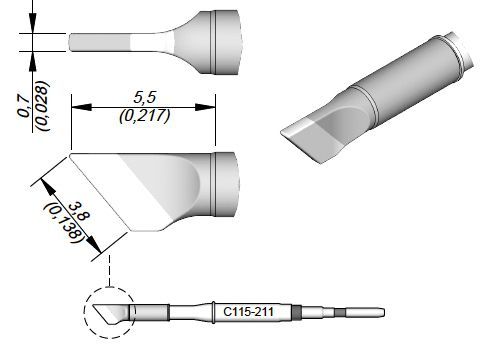 JBC - C115-211 - Löt-/Entlötspitze, klingenform, 3,5 x 0,7mm