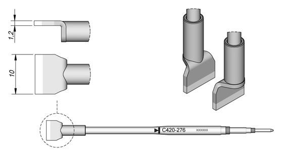 JBC - C420-276 - Lötspitze, klingenförmig, 10 x 1,2mm