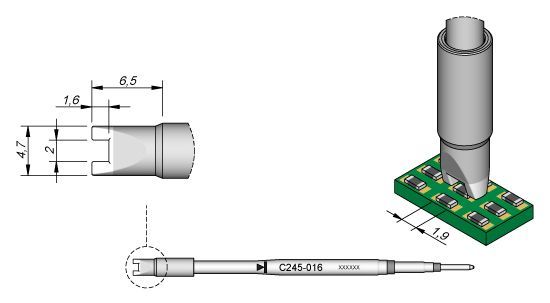 JBC - C245-016 - Entlötspitze für Chip 1,9mm