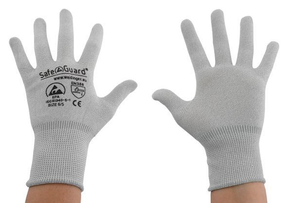 ESD Handschuh, grau, ohne Beschichtung