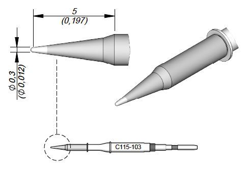 JBC - C115-103 - Löt-/Entlötspitze, konisch, Ø 0,3mm