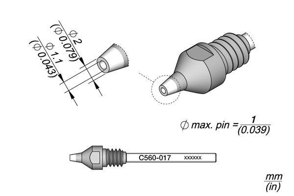 JBC - C560-017 - Entlötdüse für Pin, max. Ø 1mm