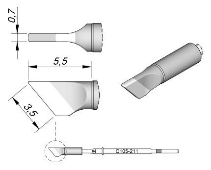 JBC - C105-211 - Löt-/Entlötspitze, klingenförmig, 3,5 x 0,7mm