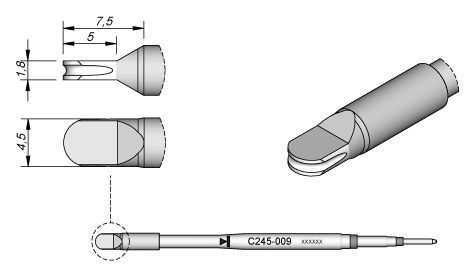 JBC - C245-009 - Lötspitze für QFP, 4,5 x 1,8mm