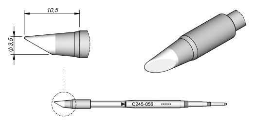 JBC - C245-056 - Lötspitze, abgeschrägt, Ø 3,5mm
