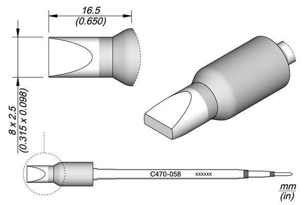 JBC - C470-058 - Lötspitze, meißelförmig, 8 x 2,5mm