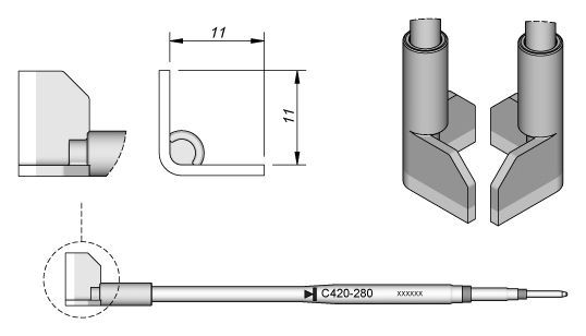 JBC - C420-280 - Lötspitze für QFP/PLCC, 11 x 11mm