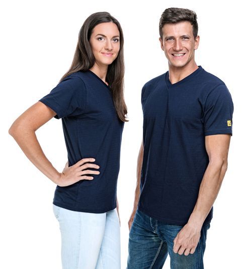 ESD T-Shirt V-Ausschnitt, marineblau, 150g/m²