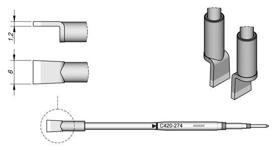 JBC - C420-274 - Lötspitze, klingenförmig, 6 x 1,2mm