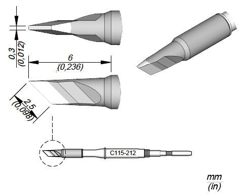 JBC - C115-212 - Löt-/Entlöspitze, messerförmig, 2,5 x 0,3mm