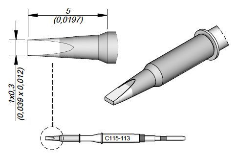 JBC - C115-113 - Löt-/Entlötspitze, meißelförmig, 1 x 0,3mm