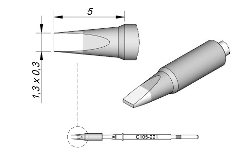 JBC - C105-221 - Löt-/Entlötspitze, meißelförmig, 1,3 x 0,3mm