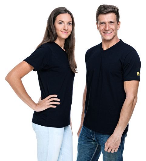 ESD T-Shirt V-Ausschnitt, schwarz, 150g/m²
