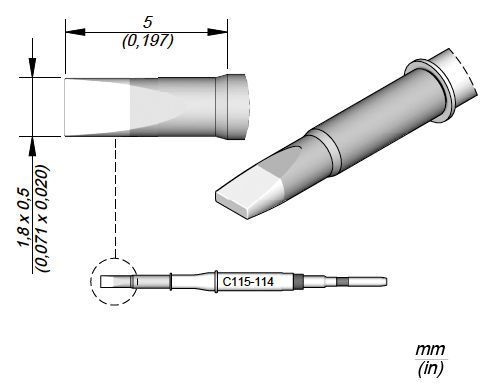 JBC - C115-114 - Löt-/Entlötspitze, meißelförmig, 1,8 x 0,5mm