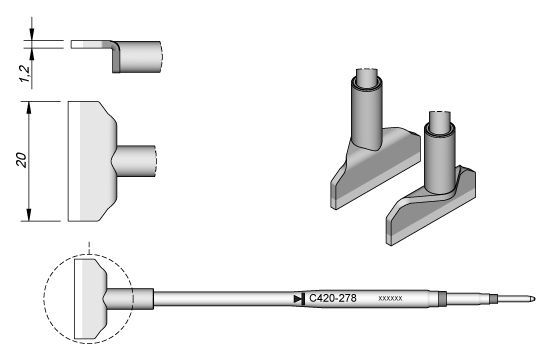 JBC - C420-278 - Lötspitze, klingenförmig, 20 x 1,2mm