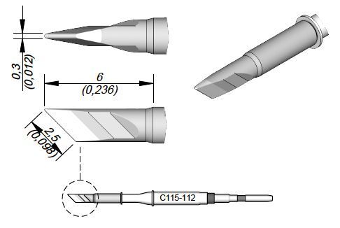 JBC - C115-112 - Löt-/Entlötspitze, messerförmig, 2,5 x 0,3mm