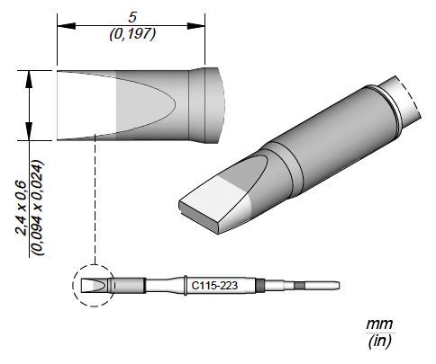 JBC - C115-223 - Löt-/Entlötspitze, meißelförmig, 2,4 x 0,6mm