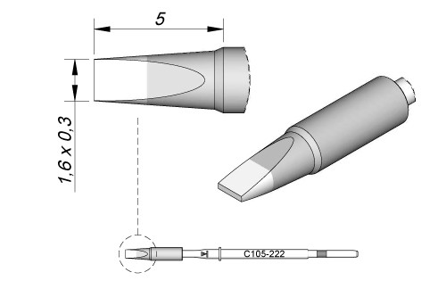 JBC - C105-222 - Löt-/Entlötspitze, meißelförmig, 1,6 x 0,3mm